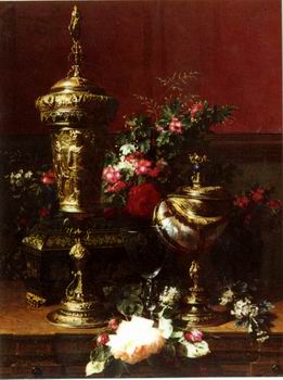 Floral, beautiful classical still life of flowers.056